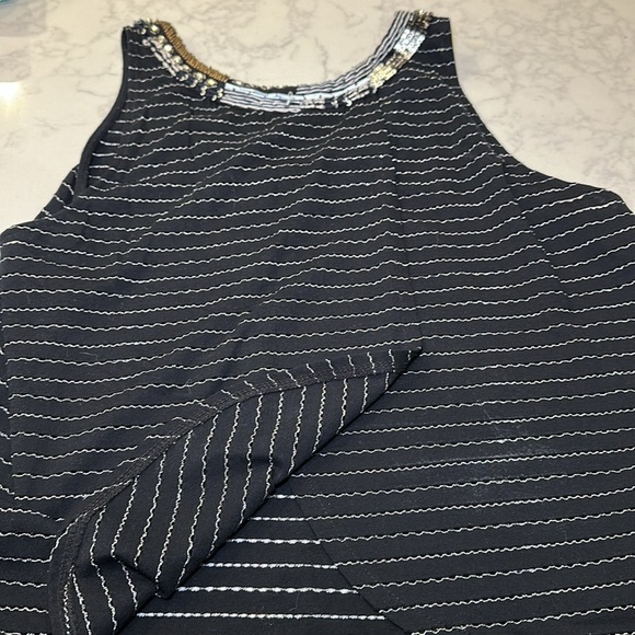 Free People Aztec Louie Beaded Tank Split Back Metallic Black Size Small Medium - Picture 7 of 9